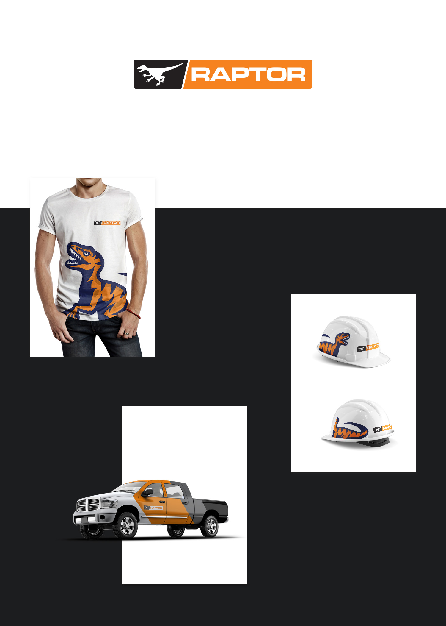 Raptor branding on apparel, automobiles, and hardhats